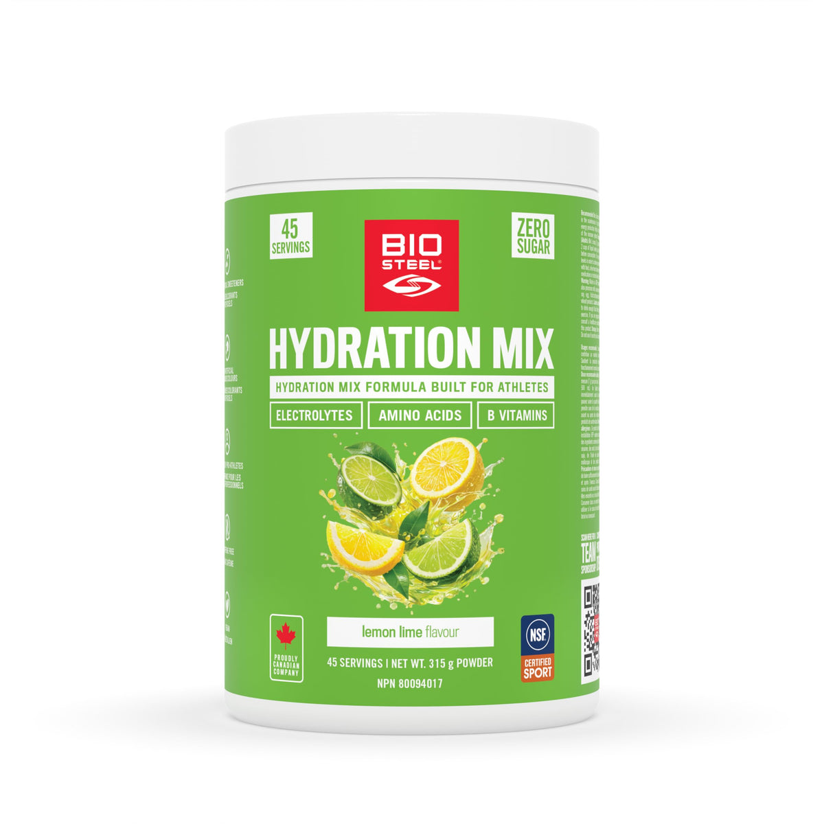 BioSteel Electrolyte Hydration Mix, Lemon Lime, 45 Servings