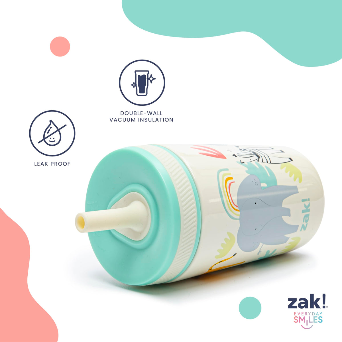 Zak Designs Happy Fruit Kelso 12oz Stainless Steel Toddler Cup