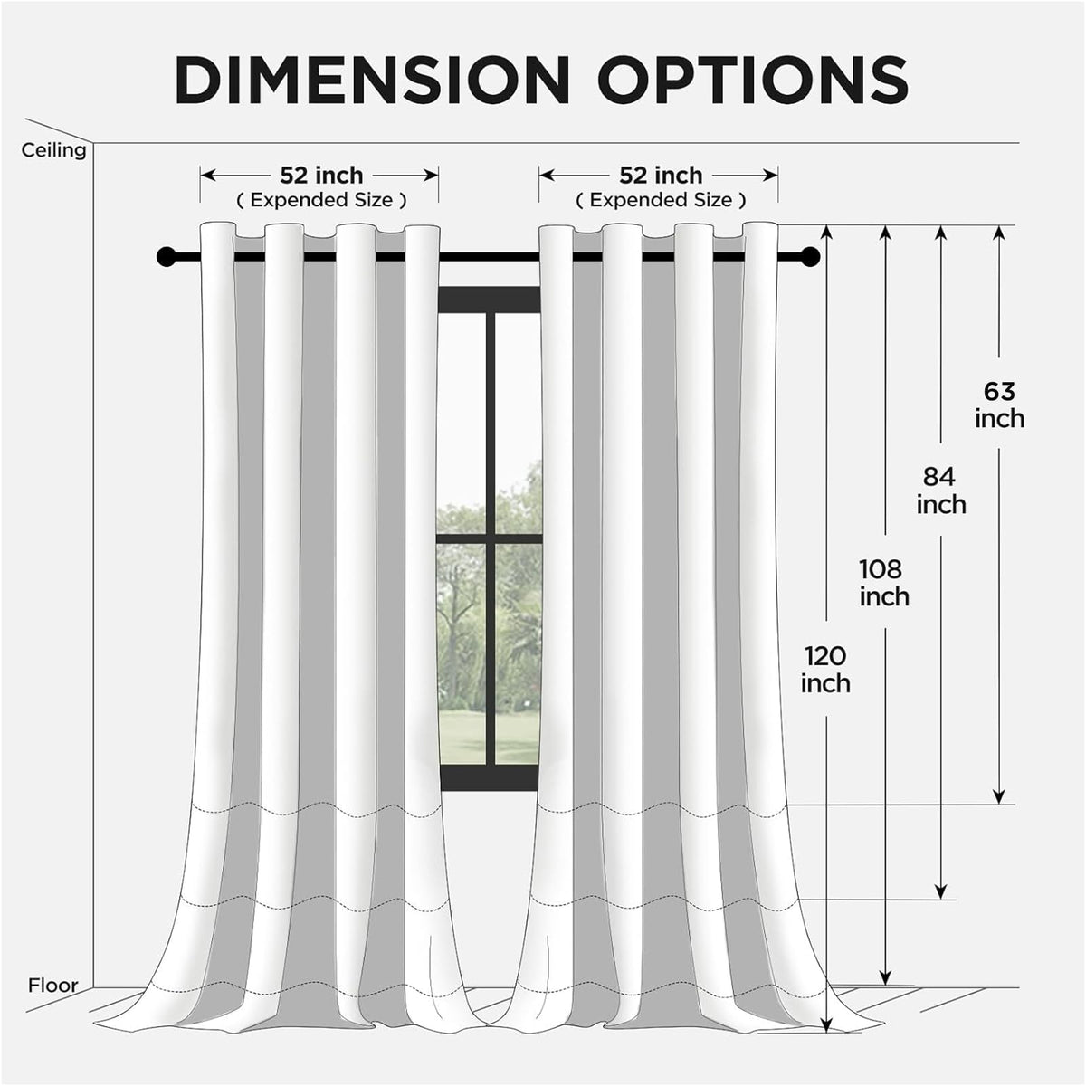 Joydeco Blackout Curtains, 84 Inch Length, 2 Panels, Black