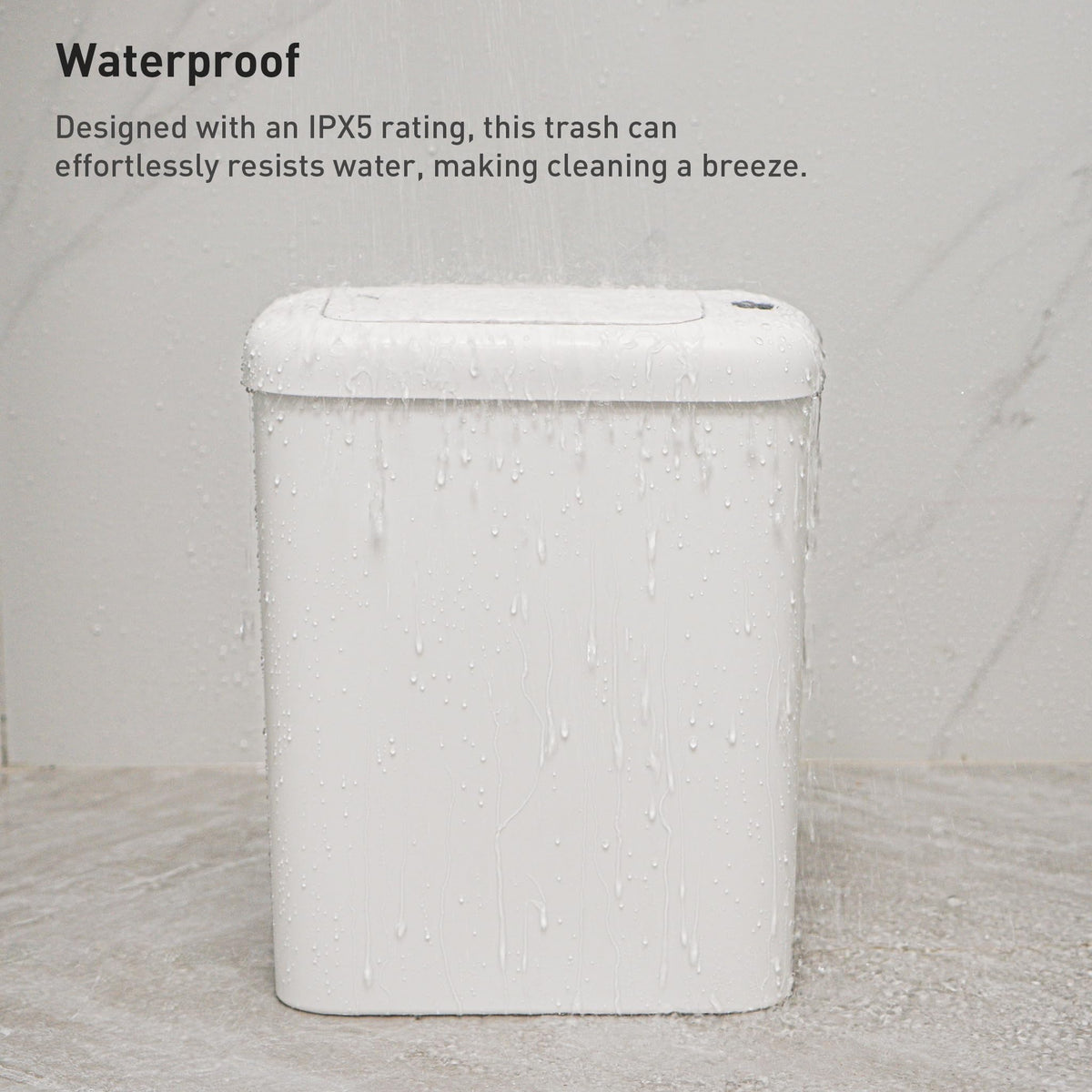 EKO Automatic Slim Touchless Bathroom Trash Can, 2.6 Gal, White