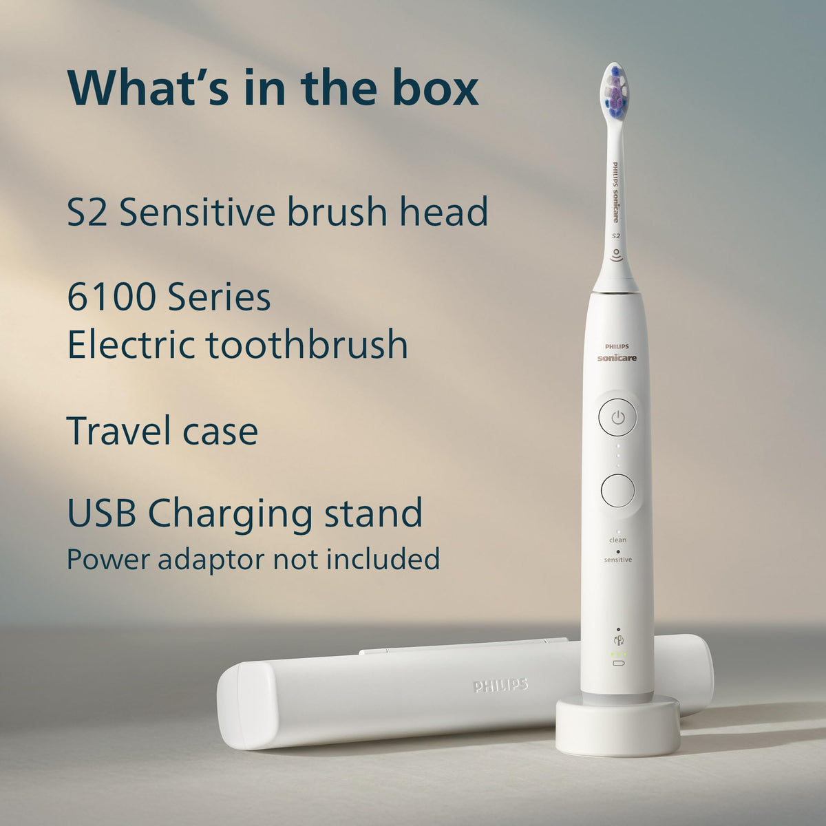 Philips Sonicare 6100 Series Electric Toothbrush, White, HX7400/05