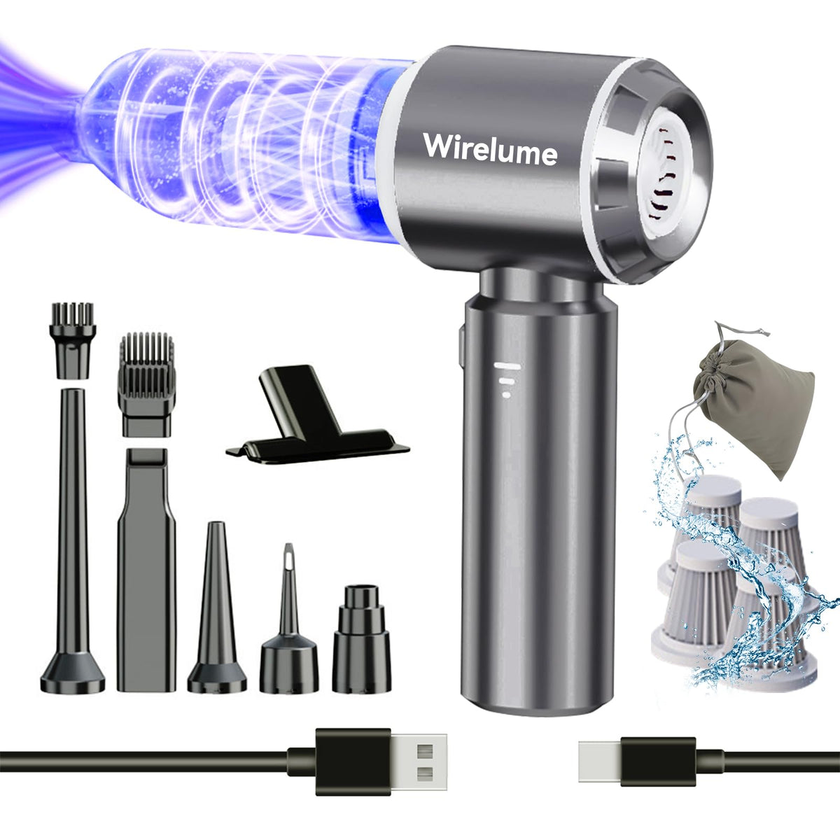 Cordless Handheld Car Vacuum Cleaner, 22000 Pa, Grey