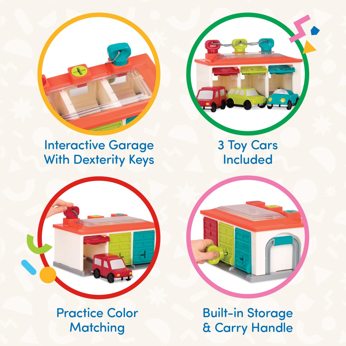 Battat Color Sorting Push-and-Go Playset, Red