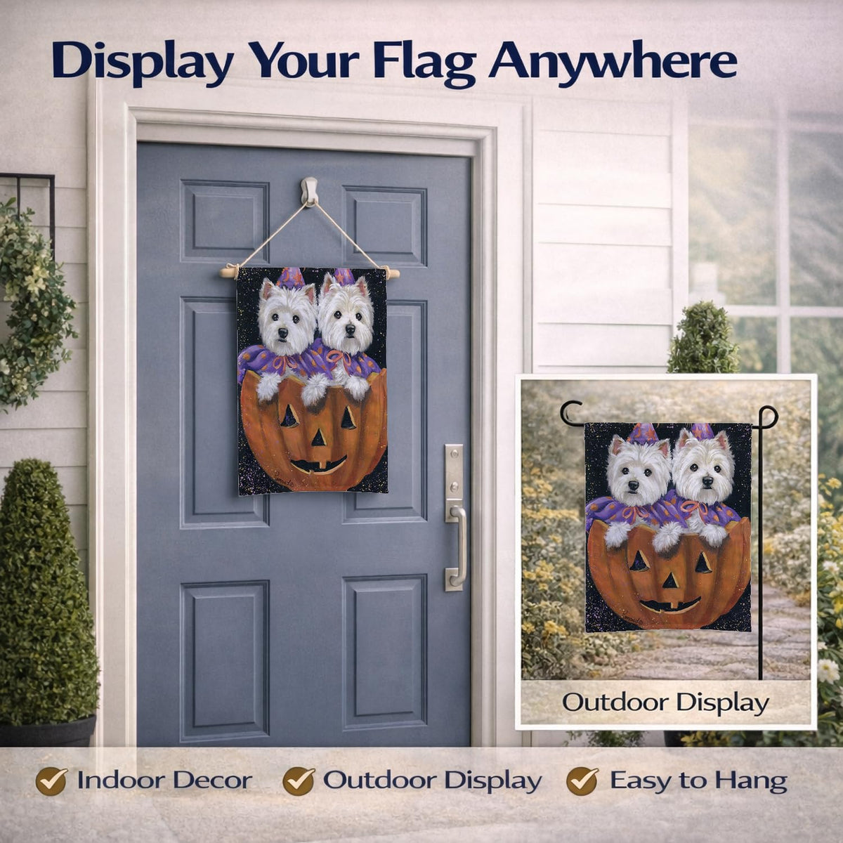 Caroline's Treasures PPP3205GF Westie Halloween Pumpkin Ride Flag Garden Size