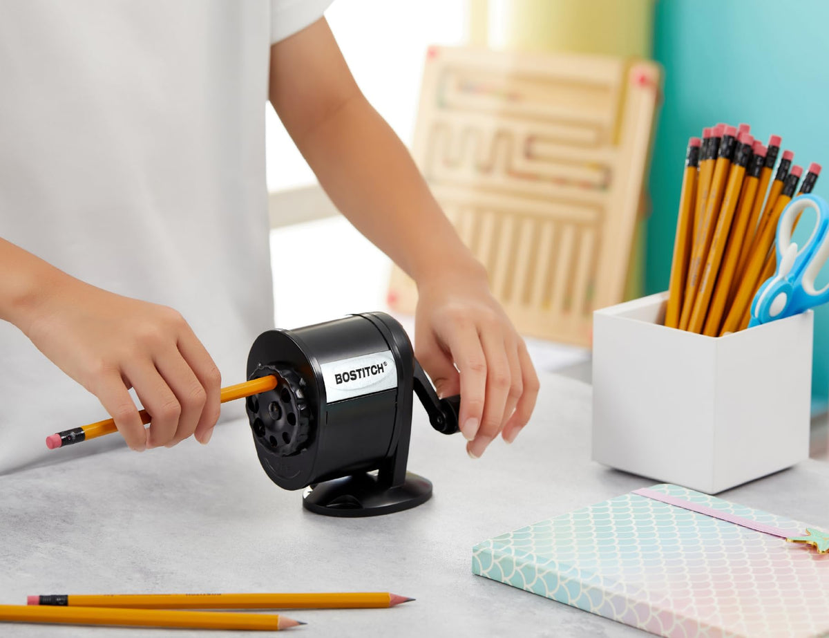 Bostitch MPS1-BLK Wall Mount Manual Pencil Sharpener, Black