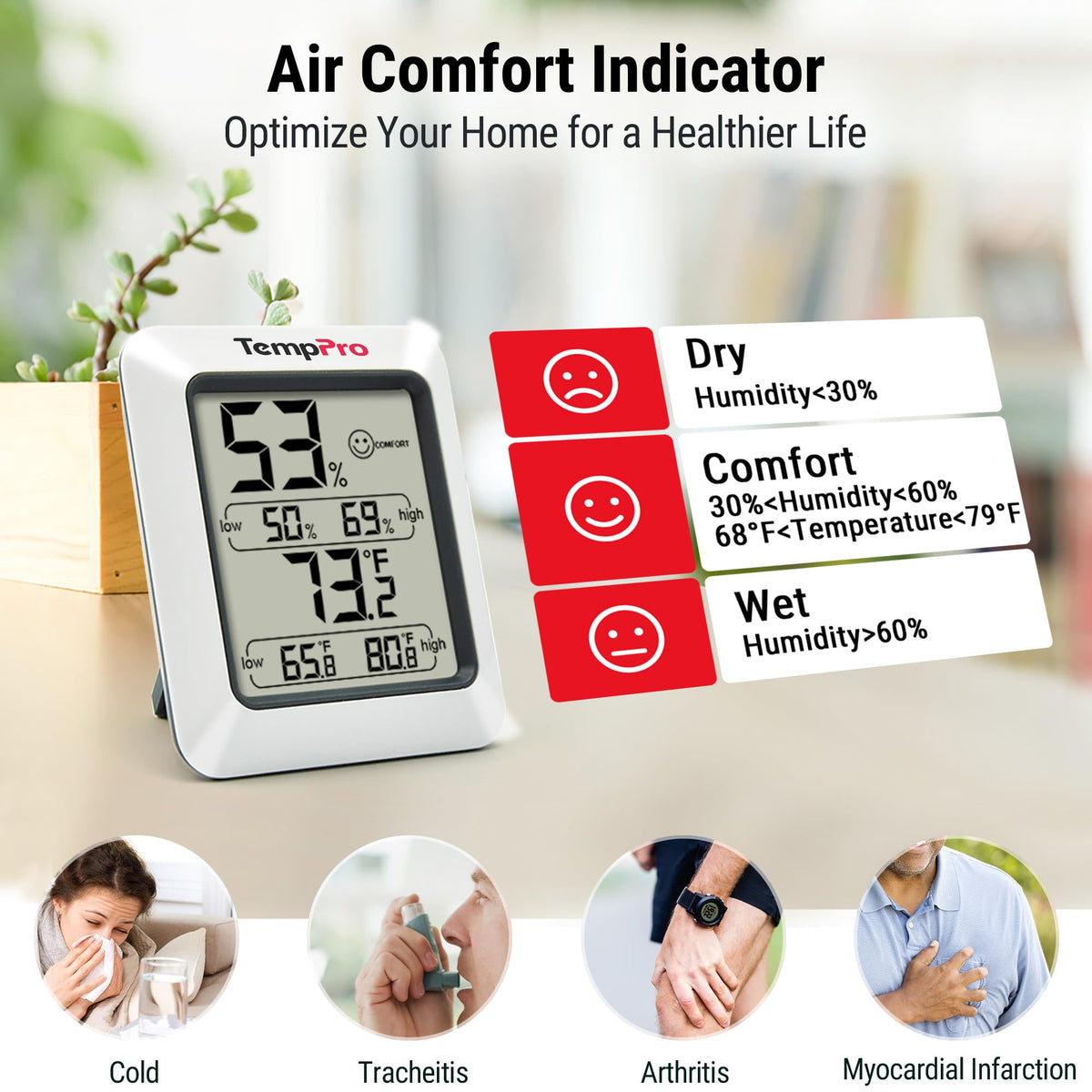 TempPro TP50 Digital Indoor Hygrometer Thermometer