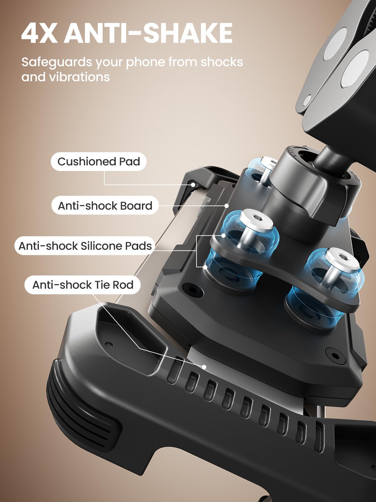 Tounee Bike Phone Mount with Dual Vibration Dampener, Black