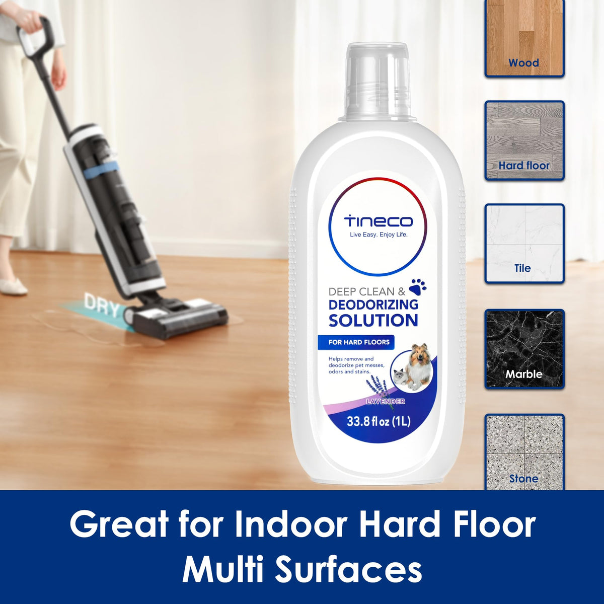 Tineco Floor Cleaning Solution, Lavender, 1 L (33.8 Fl Oz)