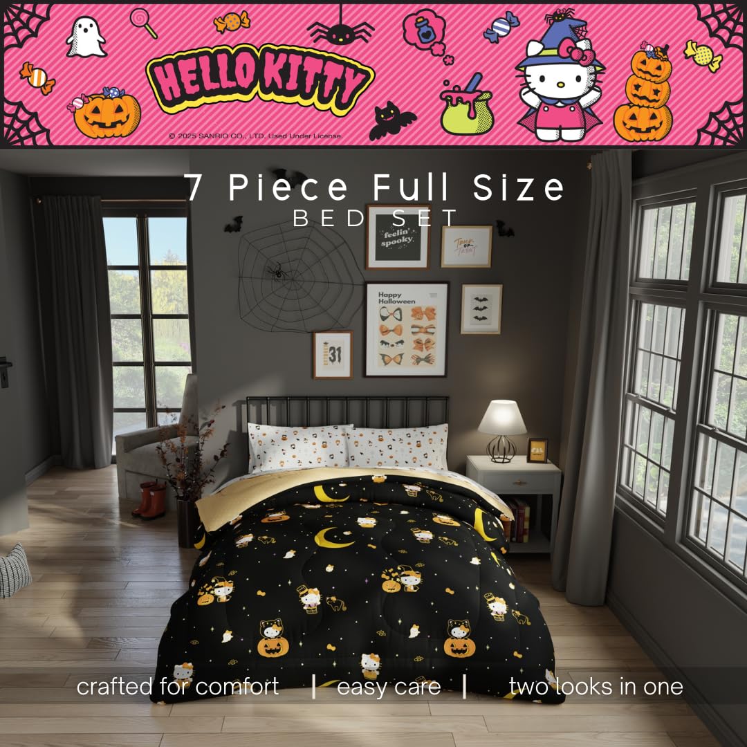 Franco Sanrio Hello Kitty Pumpkin Bed Set, Full, 5 Piece