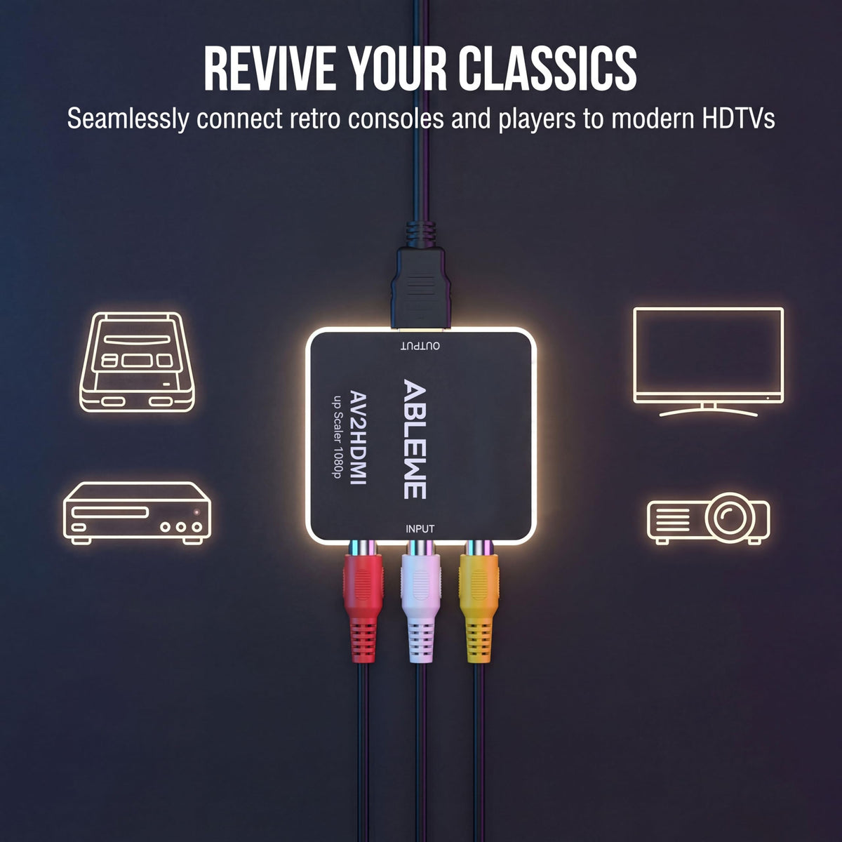 ABLEWE RCA to HDMI Converter, 1080p, Black