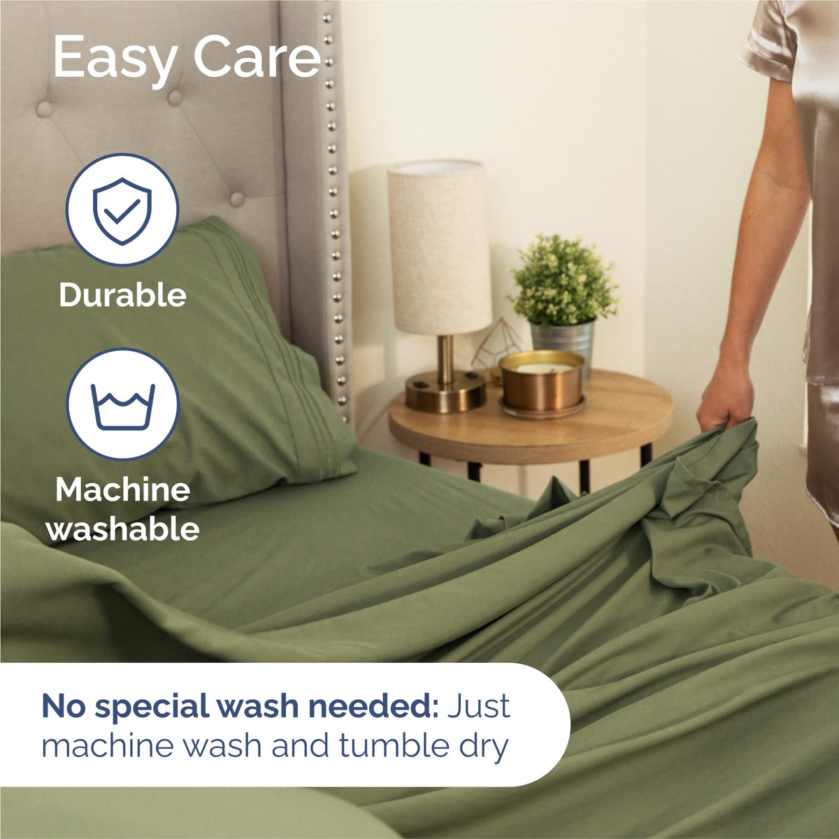 CGK Unlimited Brushed Microfibre Sheet Set, King, Sage Green