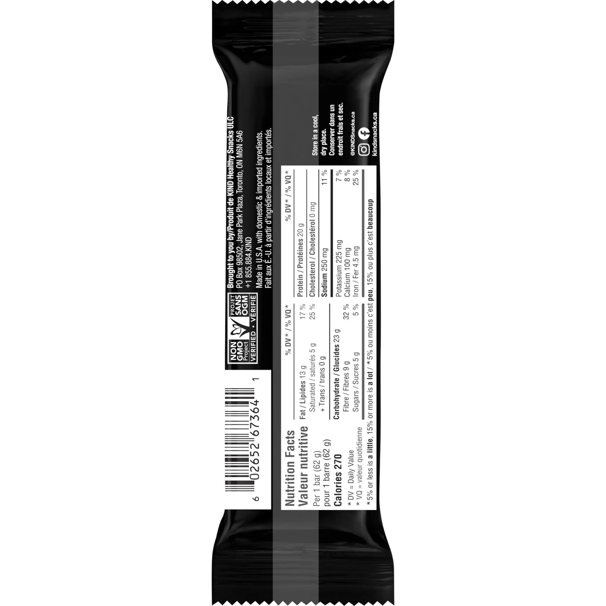 KIND PROTEIN+ Bars, Peanuts & Dark Chocolate, 12 x 62 g