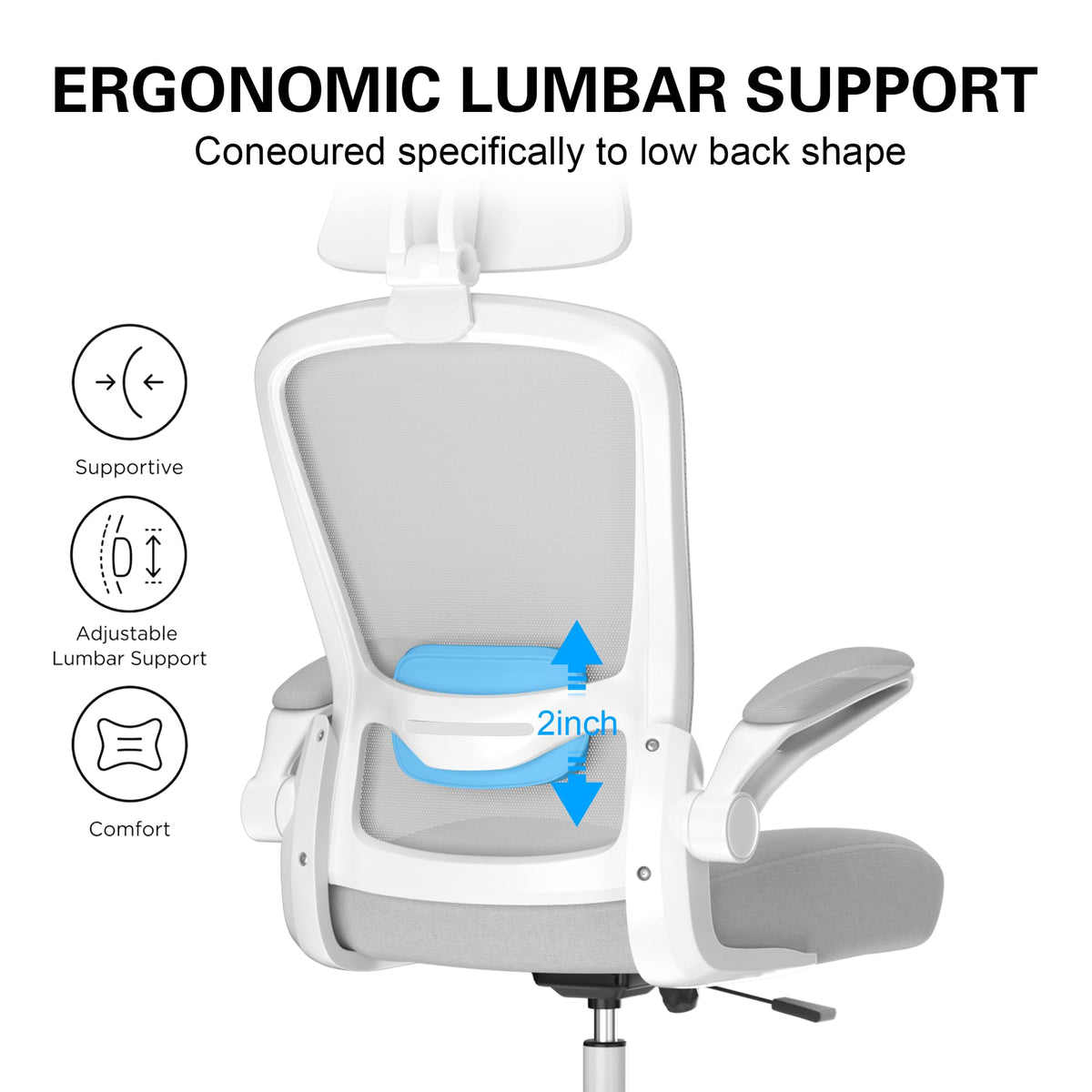 Mimoglad High Back Ergonomic Office Chair, Moon Grey