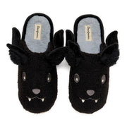 Dearfoams Spooky Slipper, Black Bat, 5-6 Women/3-4 Men