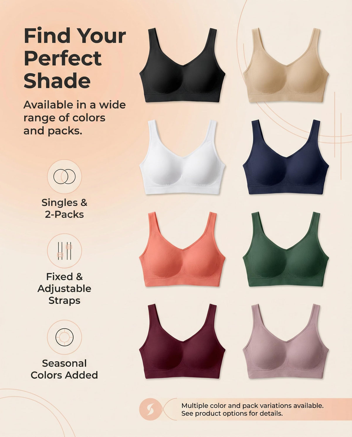 Shapermint Wireless Full Support Seamless Bralette, Black