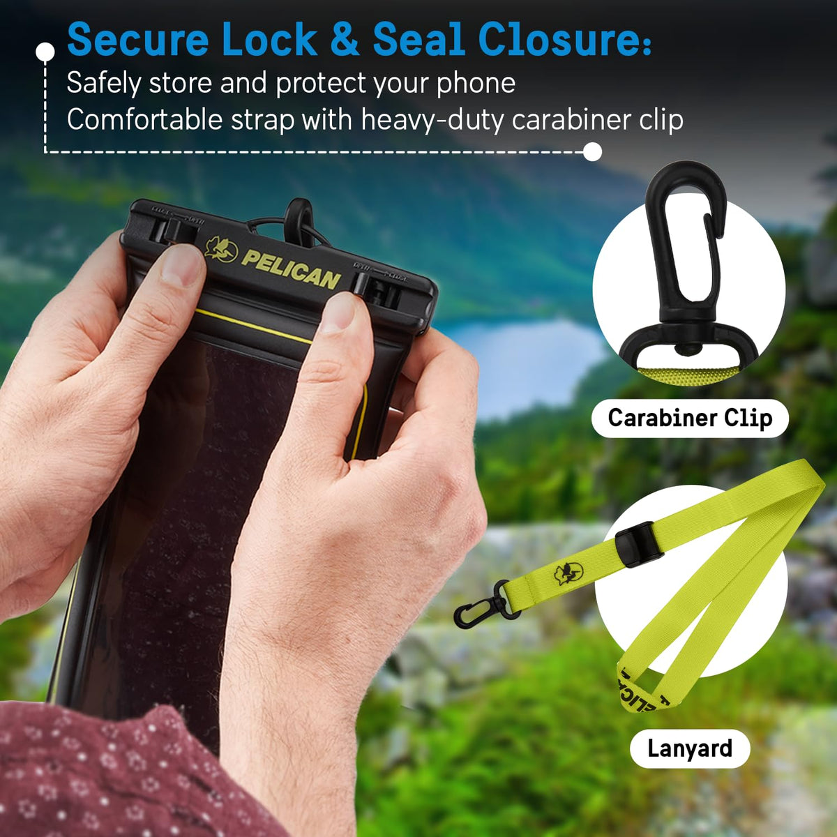 Pelican Marine Waterproof Phone Pouch, Regular, Black/Hi-Vis Yellow