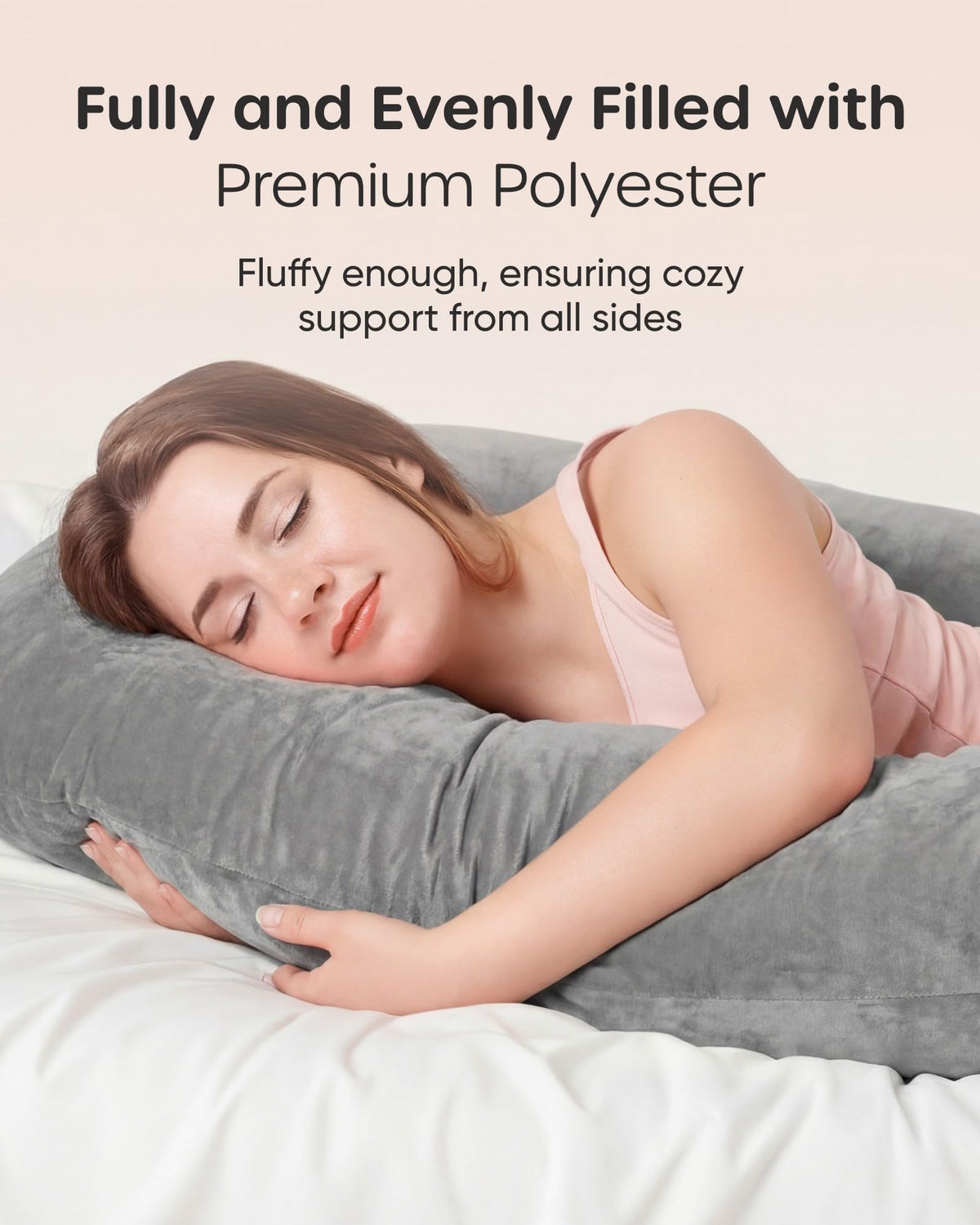 Nuliie U-Shaped Full Body Pregnancy Pillow, Grey