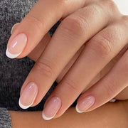 Modelones French Tip Press On Nails, Short Oval, 32 Pieces, Nude