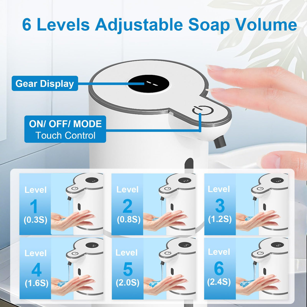 Touchless Automatic Liquid Soap Dispenser, USB Rechargeable, 380 mL