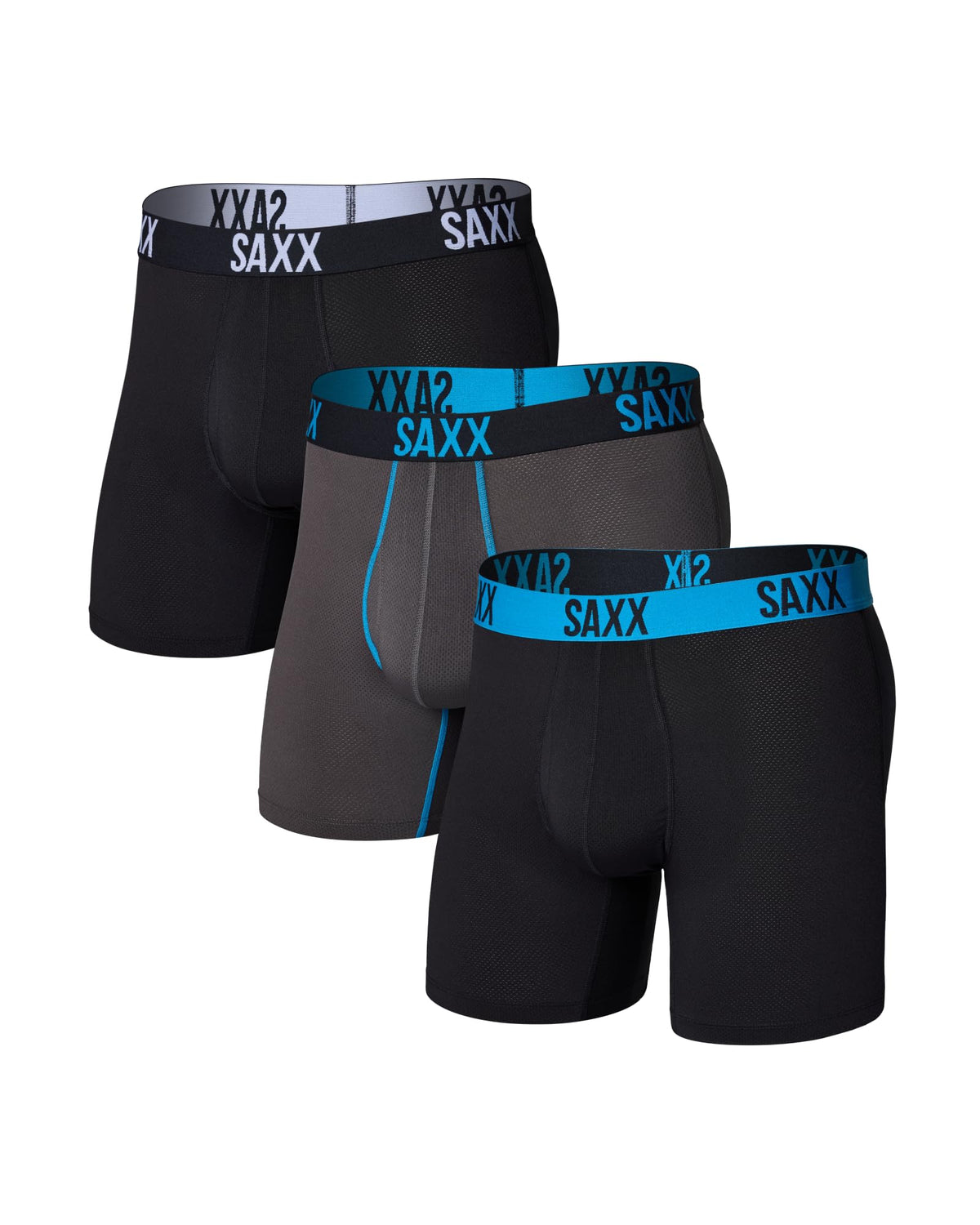 SAXX Men's Performance Mesh Boxer Brief, 3-Pack, Black/Graphite, L