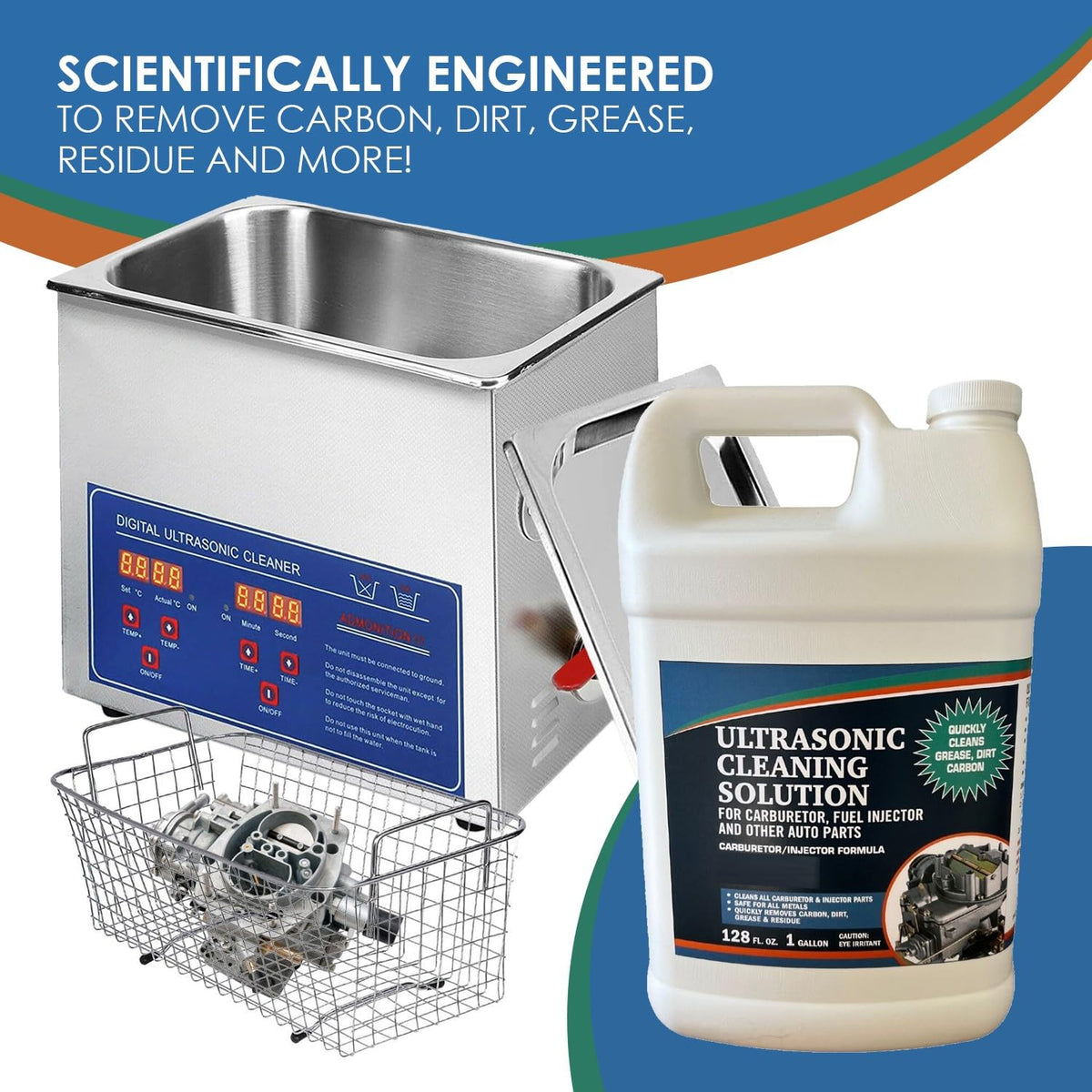 Ultrasonic Cleaner Solution for Carburetors and Engine Parts, 1 Gallon