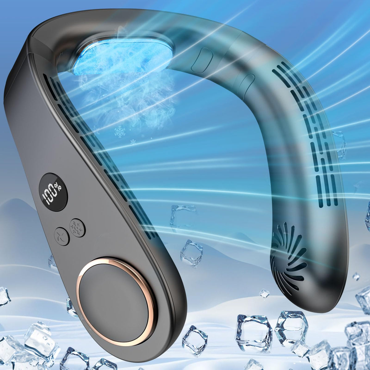 Neck Fan with Cooling Plate, 5500mAh, Black