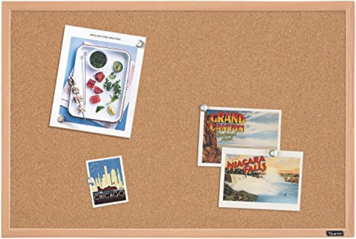 Quartet Natural Cork Bulletin Board, 35" x 23"