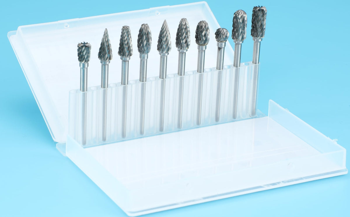 Sworker Carbide Burrs Set, 10Pcs, 1/8" Shank, for Dremel
