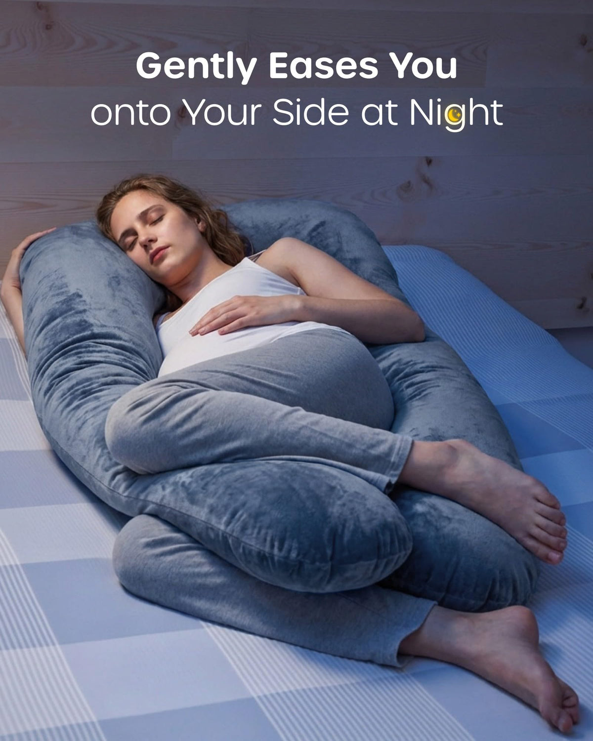 Nuliie U-Shaped Full Body Pregnancy Pillow, Grey