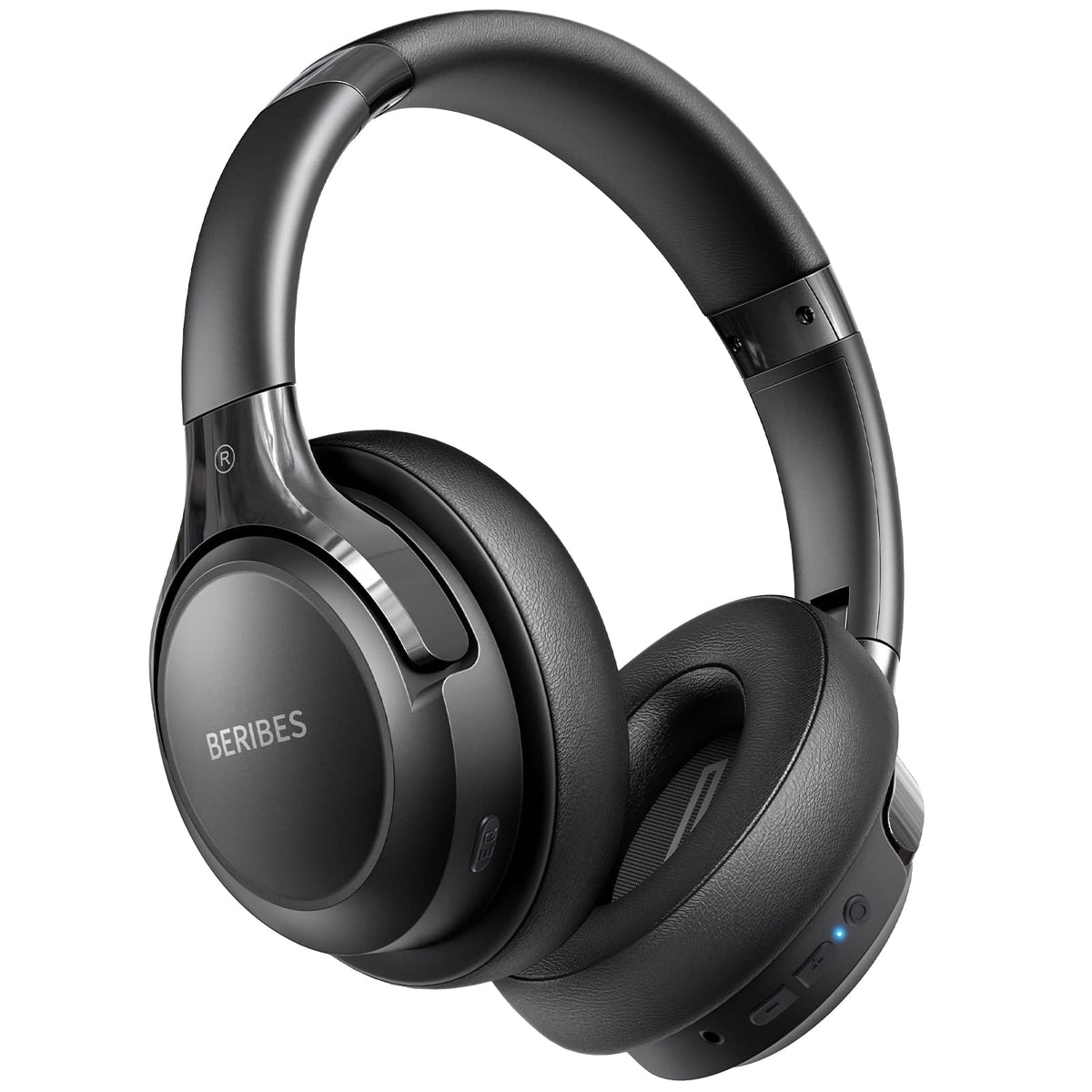 BERIBES Foldable Wireless Over-Ear Headphones with Mic, Black