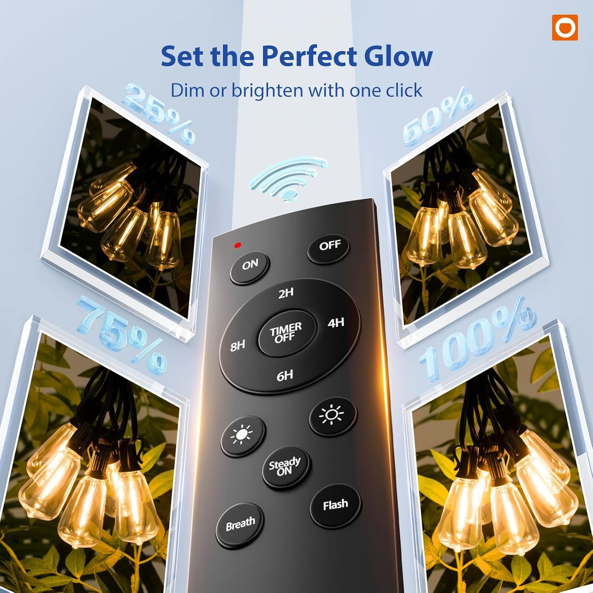 addlon Outdoor String Lights, 100FT (50FTx2), 32 LED Bulbs