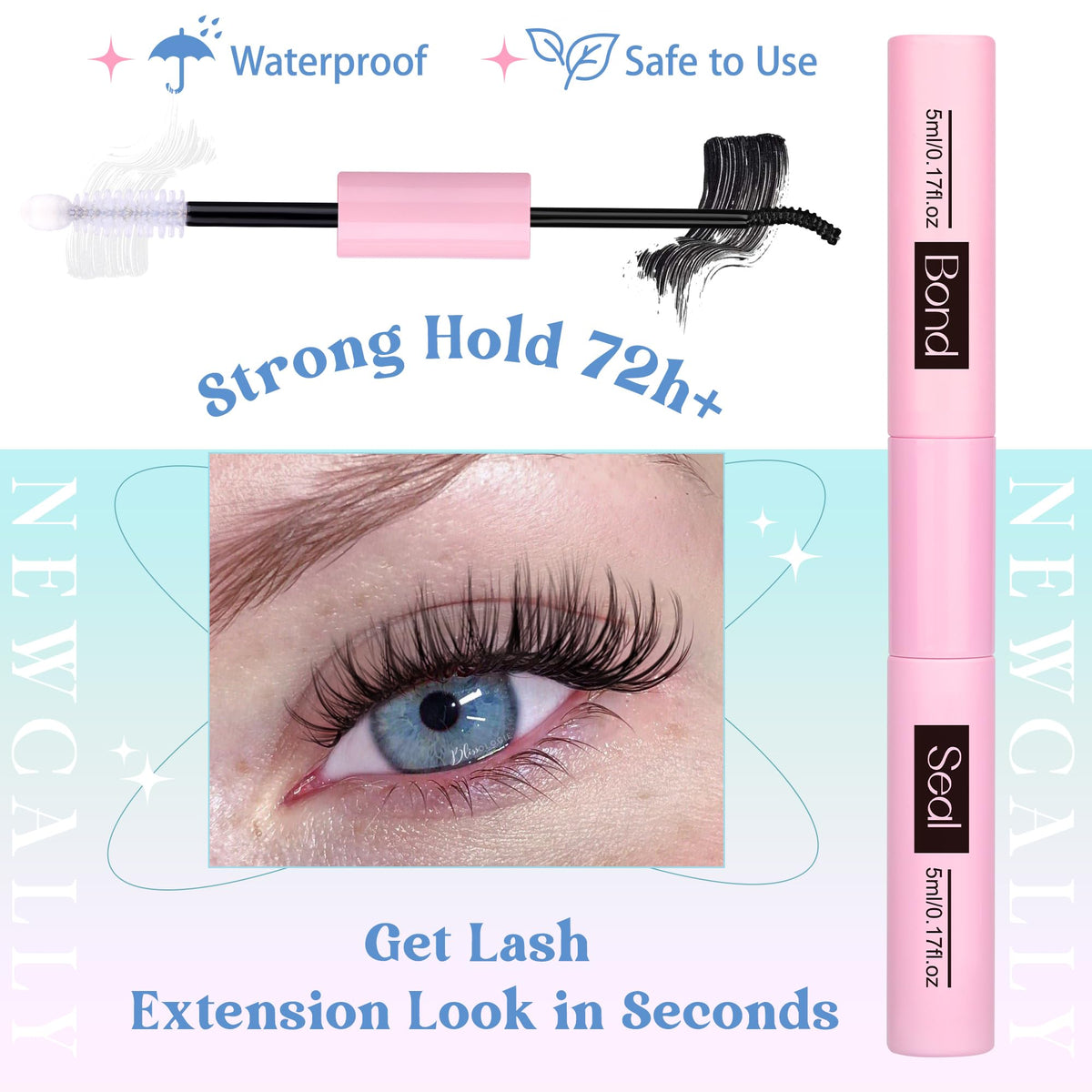 Newcally Wispy Lash Clusters Kit, C Curl, 10-16 mm