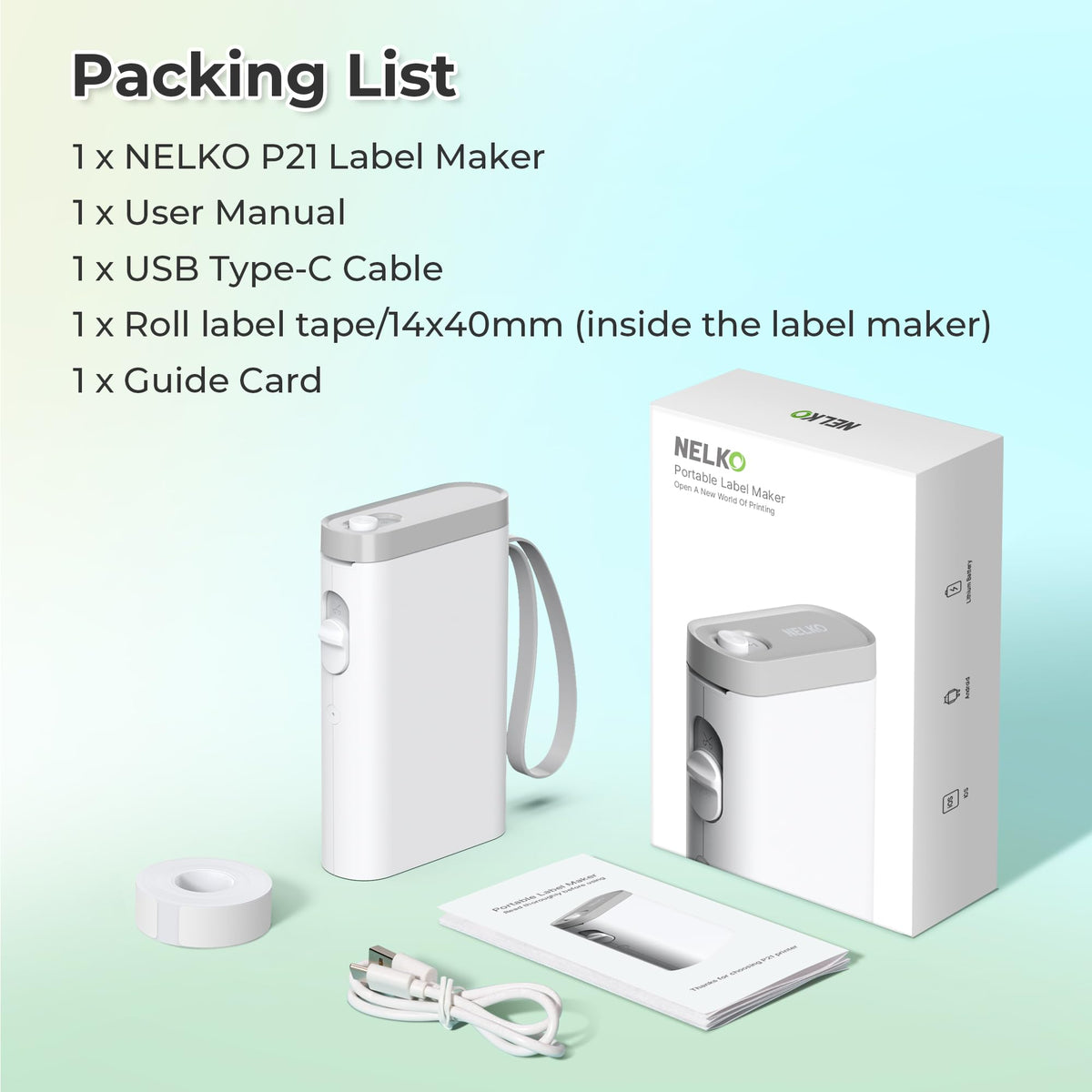 Nelko P21 Portable Bluetooth Label Maker with Tape, White