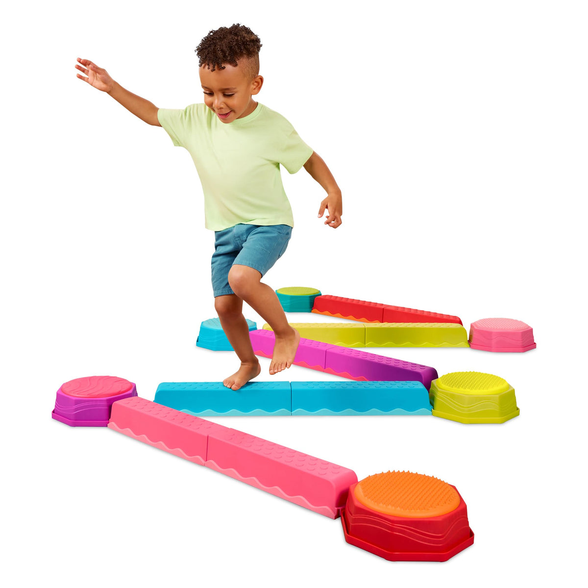 B. toys Balance Beam Set, 10 Beams & 6 Stepping Stones, Rainbow