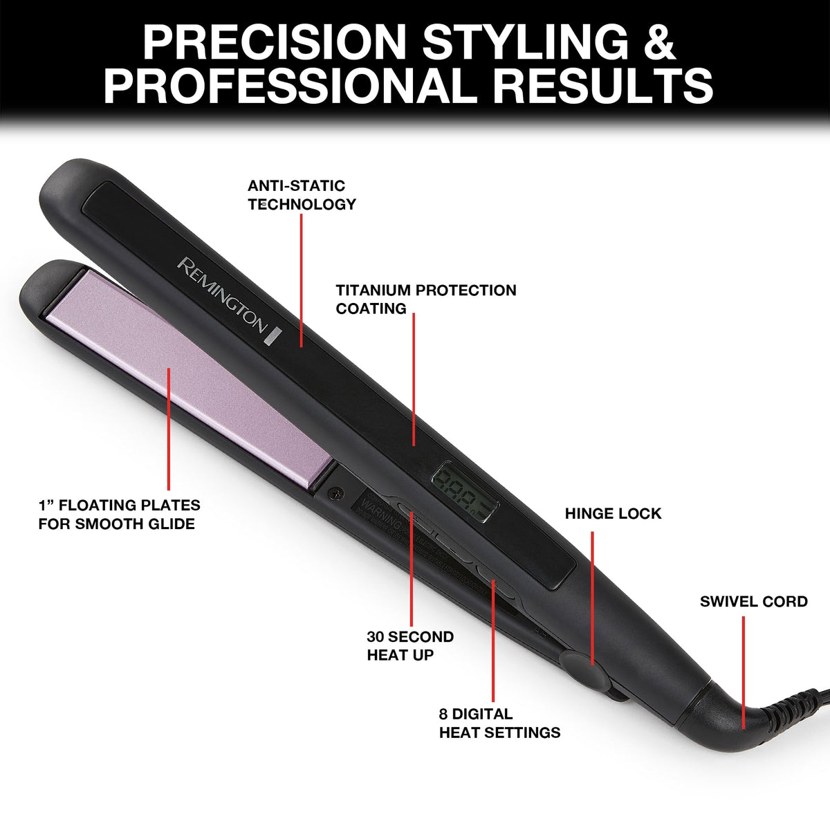 Remington 1 in Anti-Static Flat Iron, Purple, S5500
