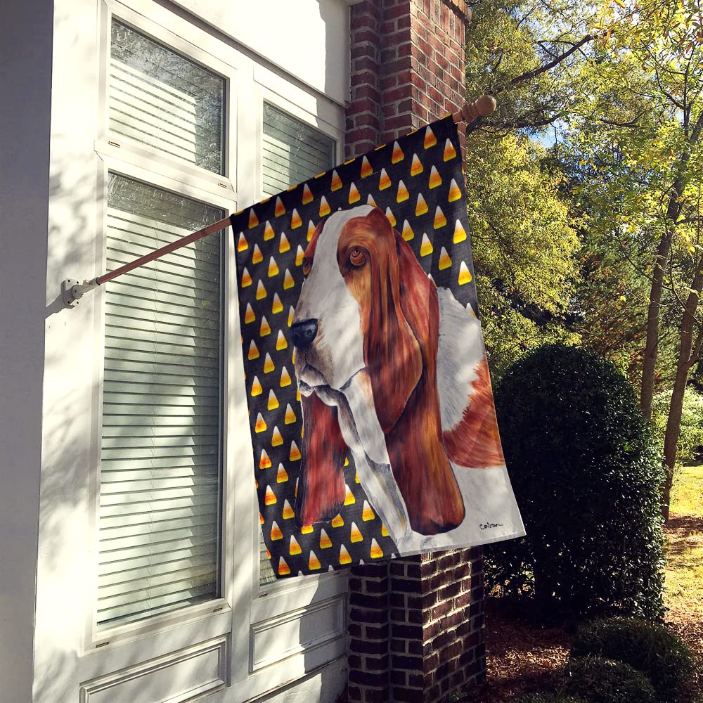 Caroline's Treasures SC9182CHF Basset Hound Candy Corn Halloween Portrait Flag