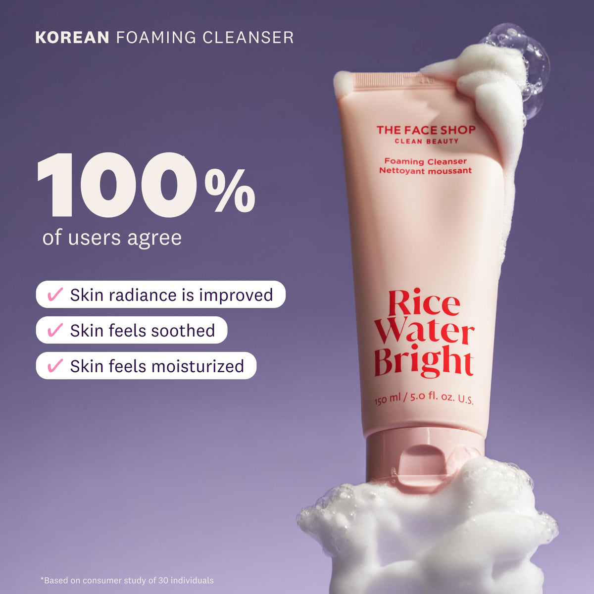 The Face Shop Rice Water Bright Foaming Facial Cleanser, 300 mL