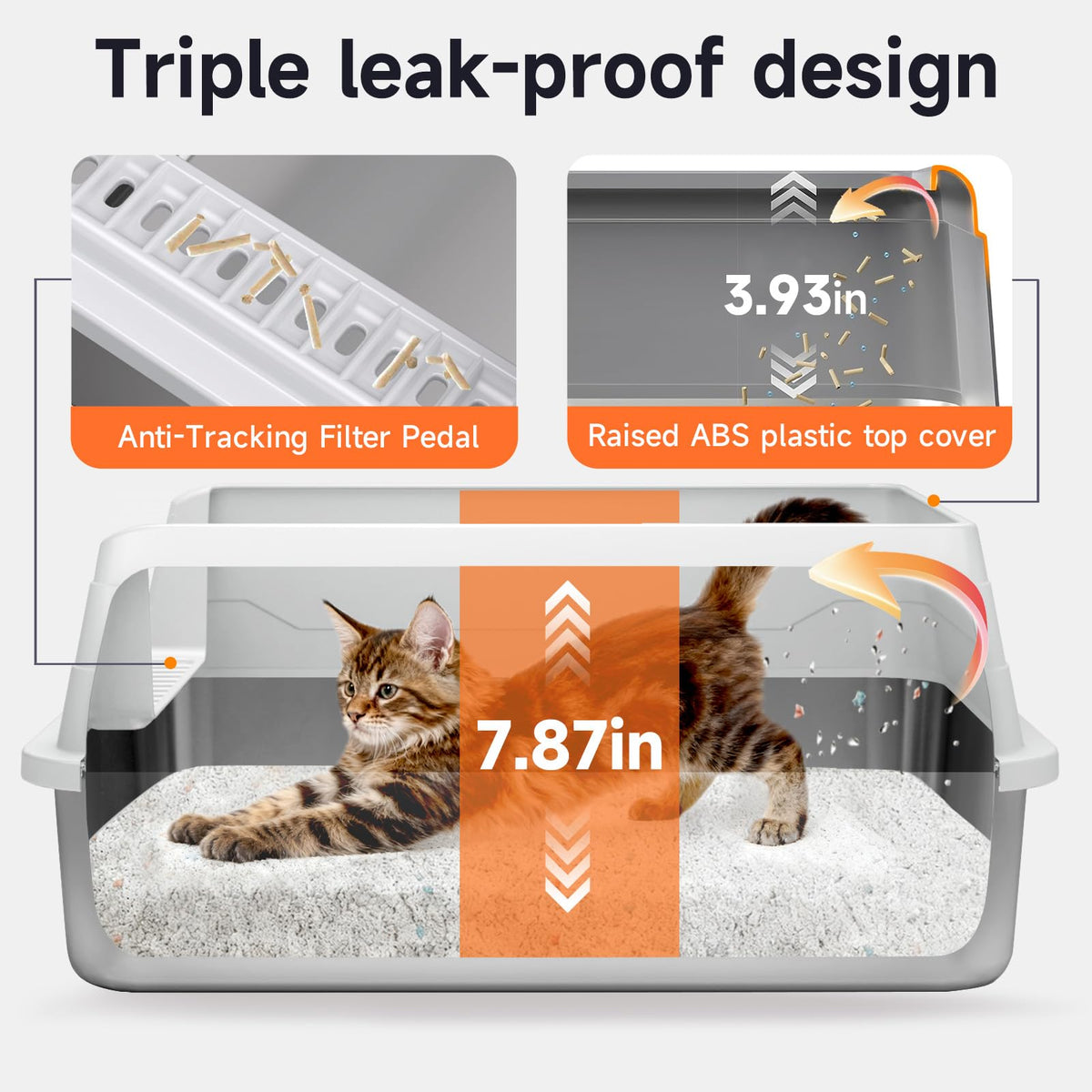 Stainless Steel Cat Litter Box with High Sides