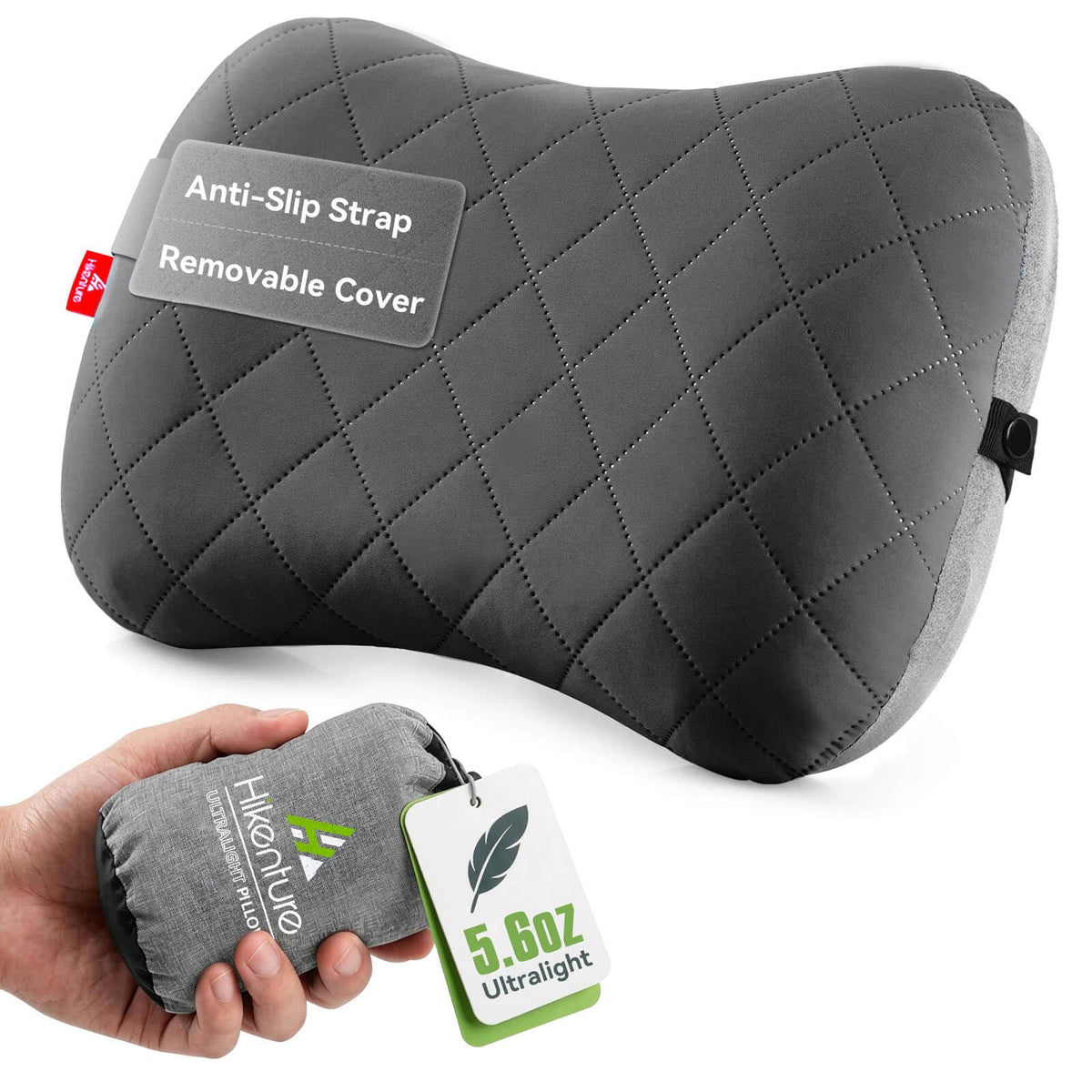 Hikenture Ultralight Inflatable Camping Pillow, Grey
