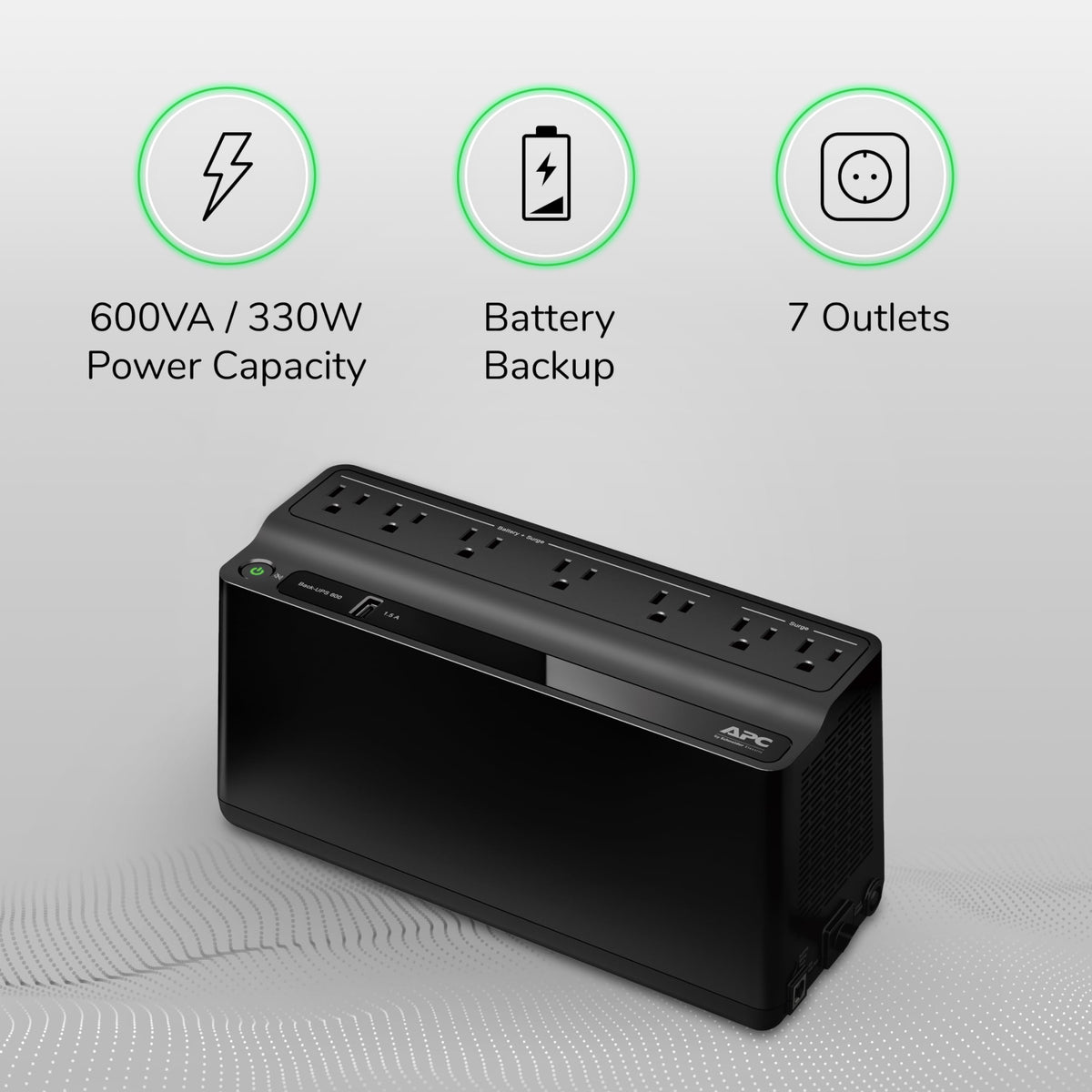 APC Back-UPS BE600M1 Battery Backup and Surge Protector, 600VA