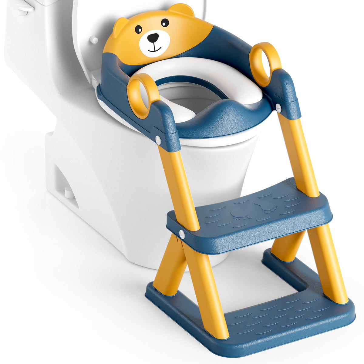 Rabb 1st 2-in-1 Potty Training Seat with Step Stool, Blue/Yellow