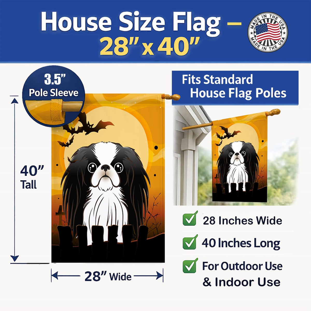 Caroline's Treasures BB1788CHF Japanese Chin Canvas House Flag, Large