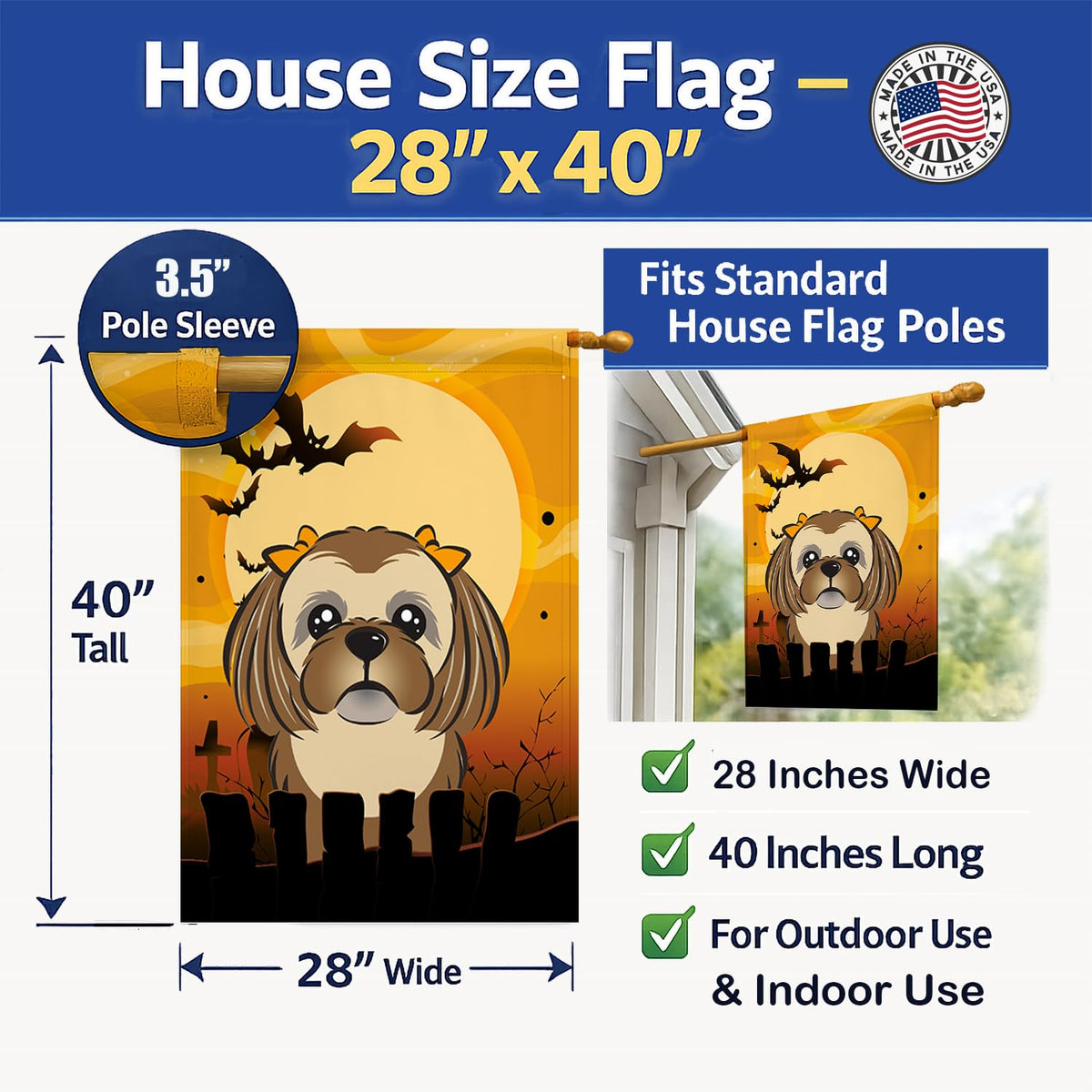 Caroline's Treasures BB1807CHF Chocolate Brown Shih Tzu House Flag