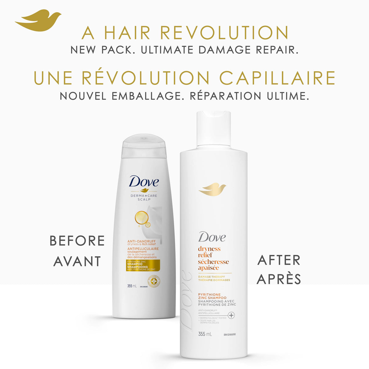 Dove Dryness Relief Shampoo & Conditioner, 355mL, 4-Pack