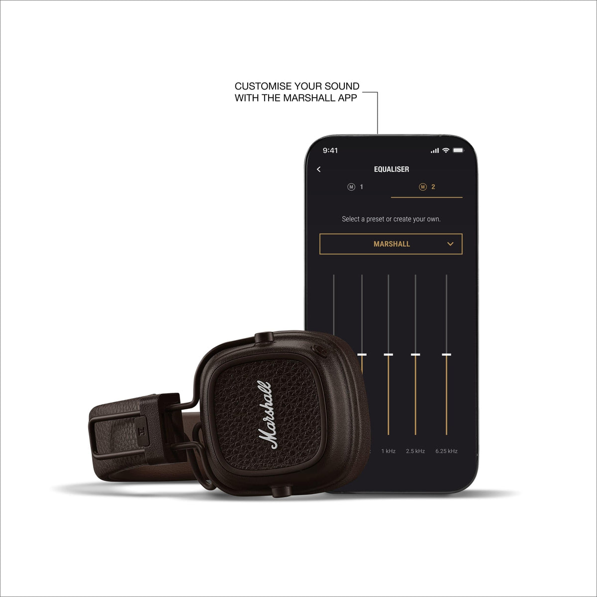 Marshall Major V Wireless On-Ear Headphones, Brown