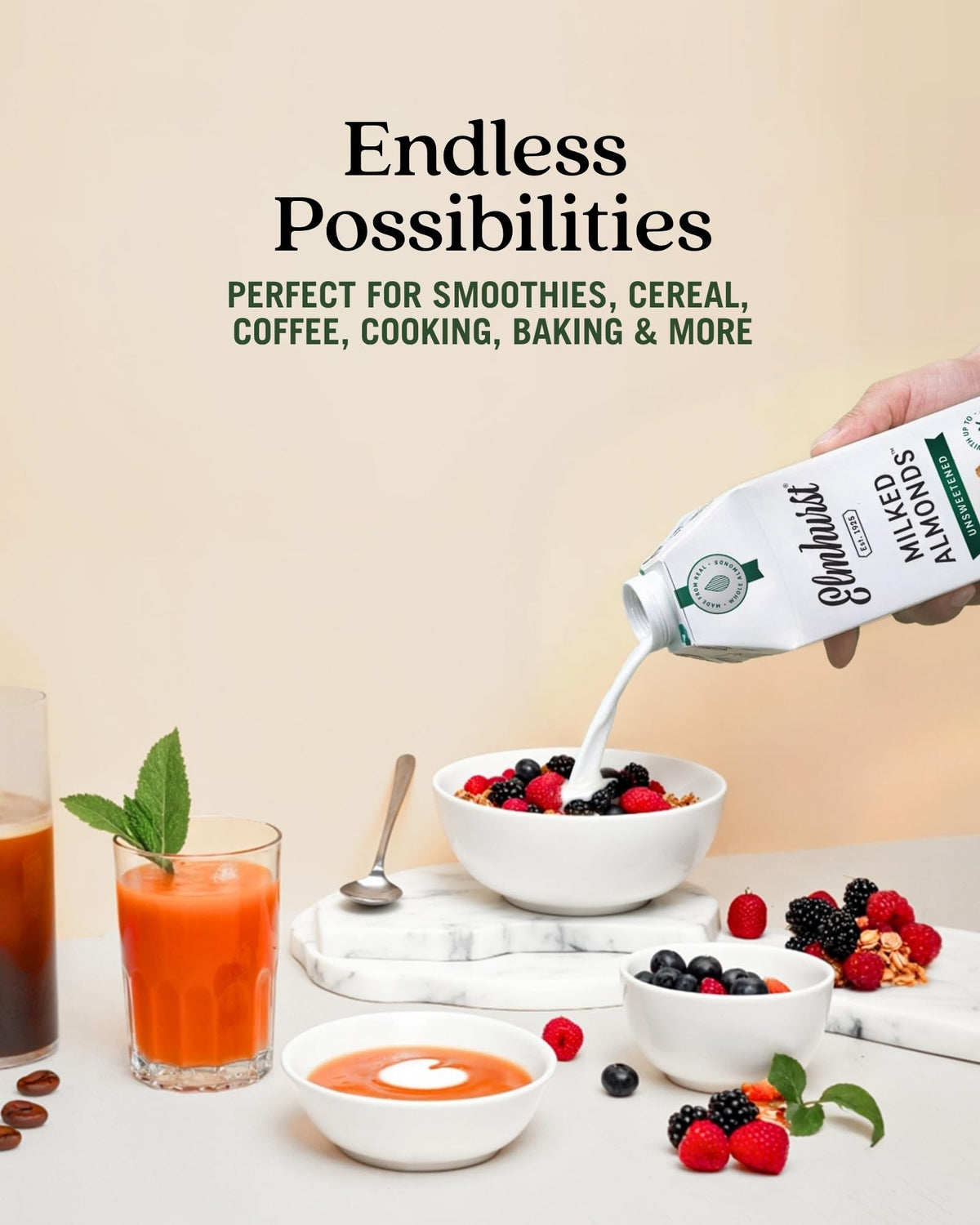 Elmhurst Unsweetened Almond Milk, 6 x 946 ml