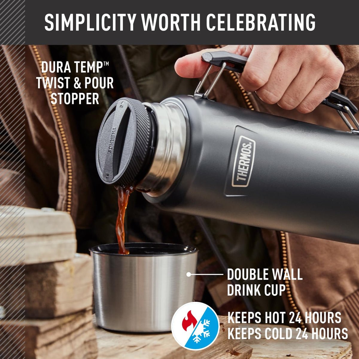 Thermos Icon Series Stainless Steel Beverage Bottle, Granite, 1.2 L