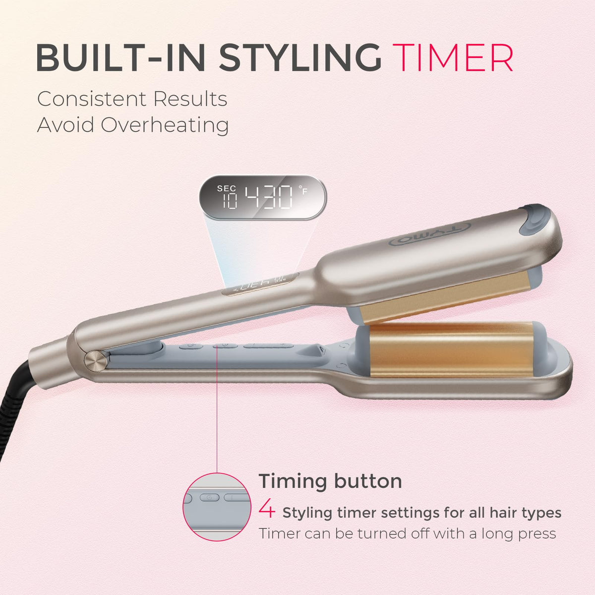 TYMO ROVY 3-Barrel Ionic Hair Waver, 1 in, Elegant Gold