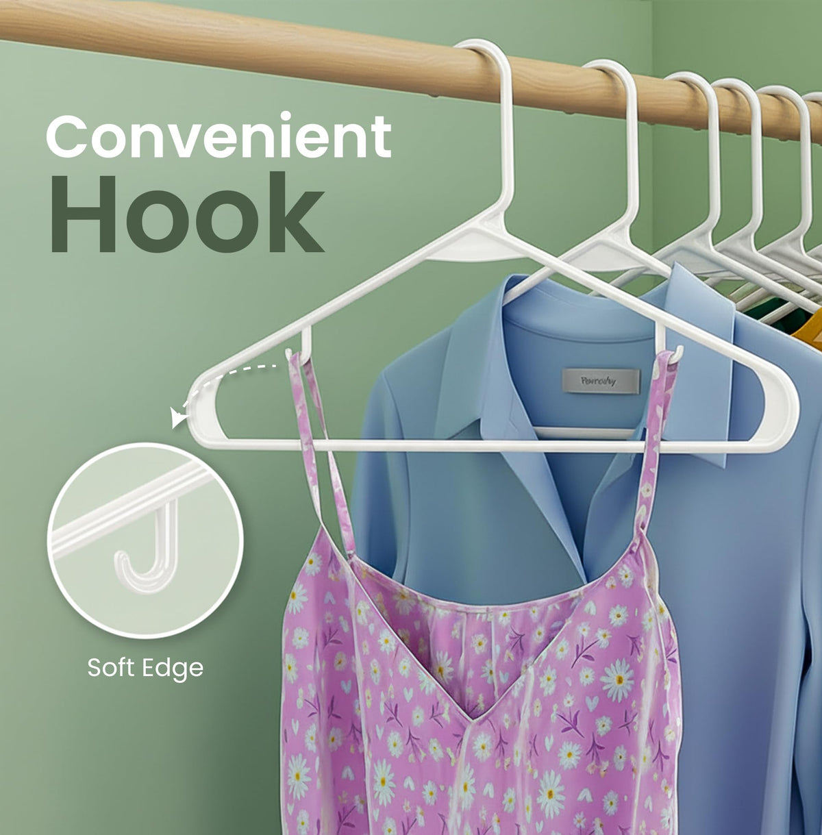 Utopia Home Plastic Hangers with Hooks, White, 50 Pack