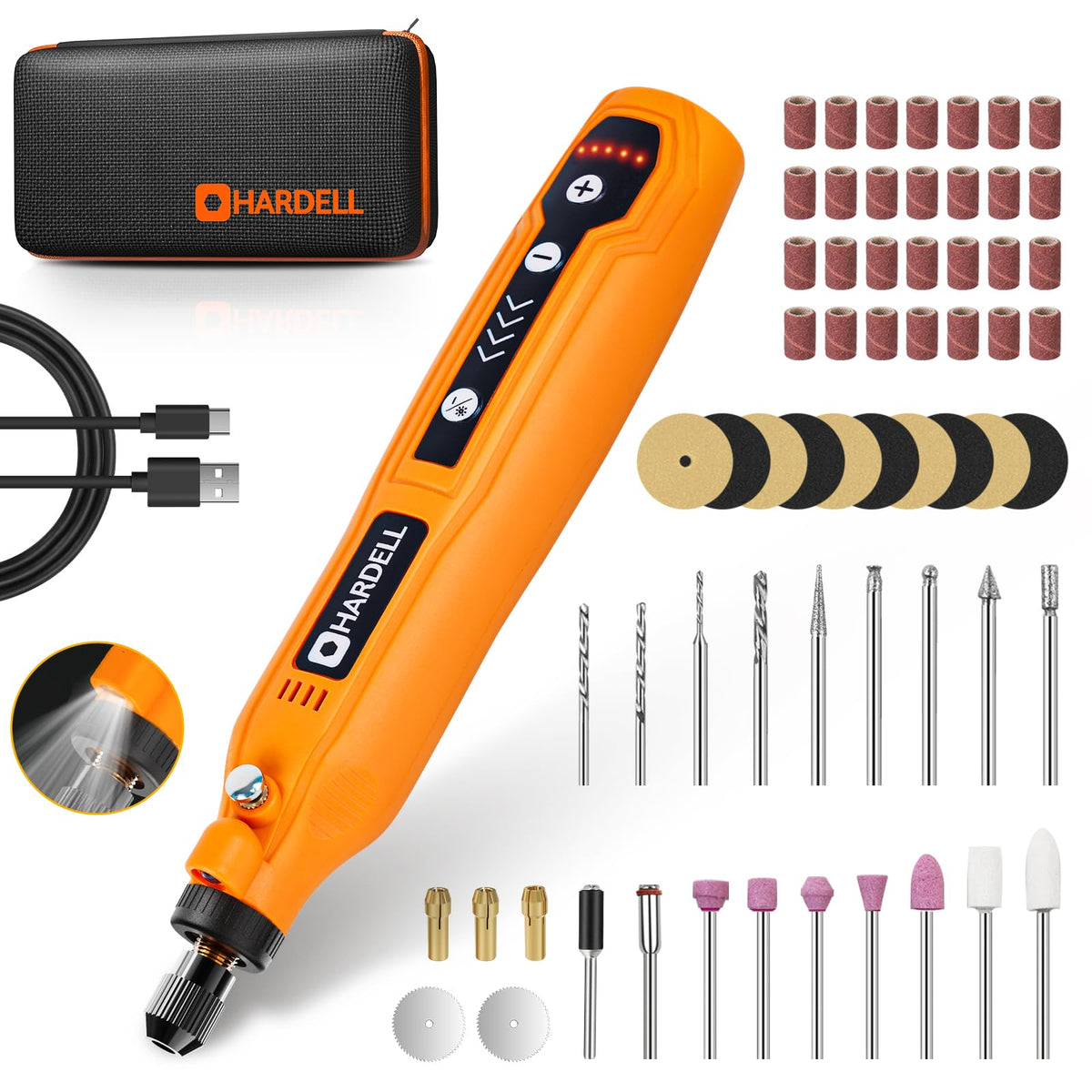 HARDELL Mini Cordless 5-Speed Rotary Tool Kit